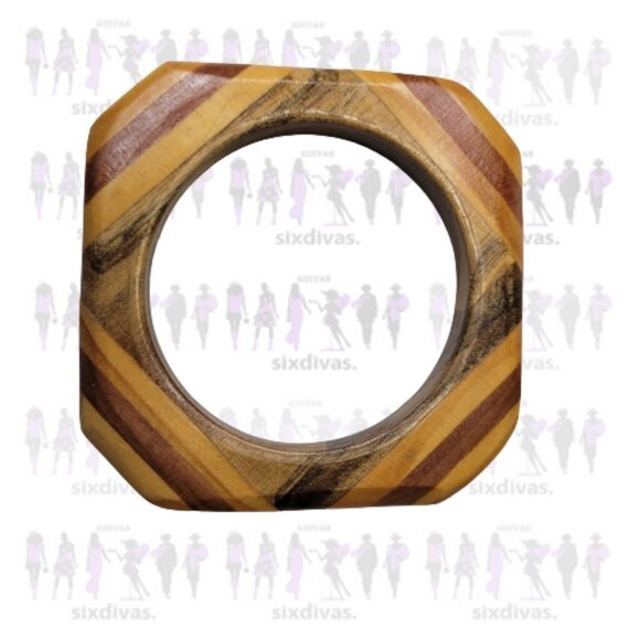 Square Wooden Bangle - Picture 3 of 10
